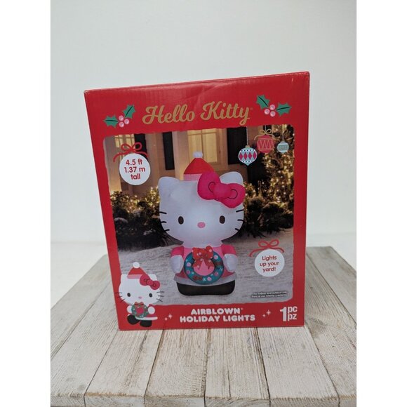 Gemmy Other - Hello Kitty w/ Christmas Wreath 4.5 Ft Airblown Holiday Lights Inflatable Gemmy